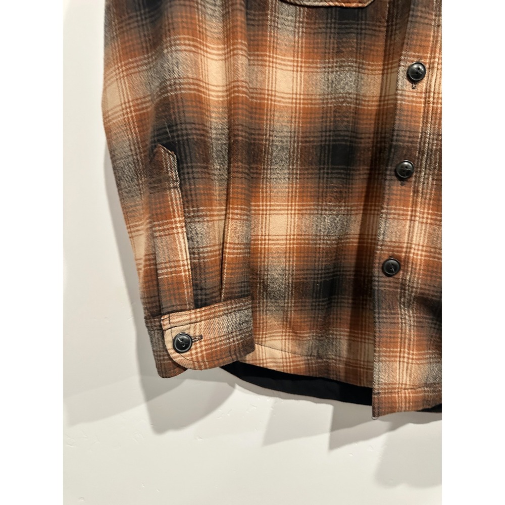 Pendleton Plaid Quilted CPO Shirt Jacket in Brown Ombre Size Large - Picture 8 of 12